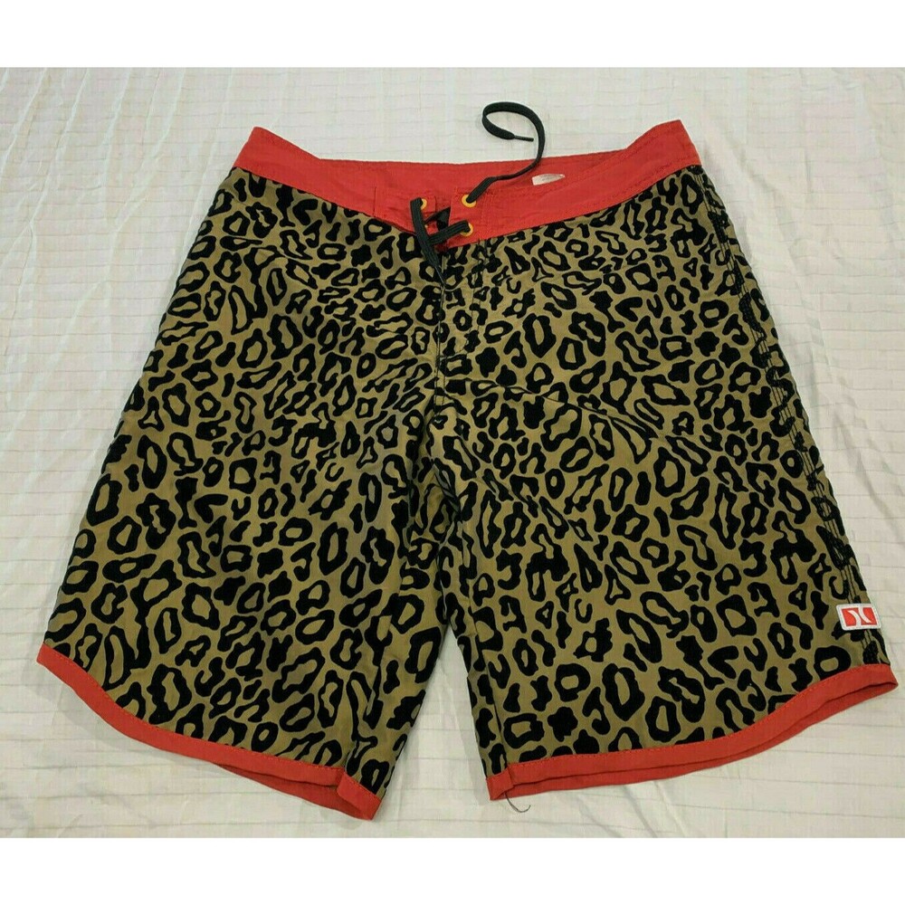 HURLEY MENS SWIM CHEETAH SHORTS WAIST 35 IN